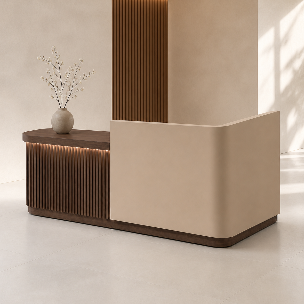 RD-354 Beige + Brown Left Side Privacy Screen scene
