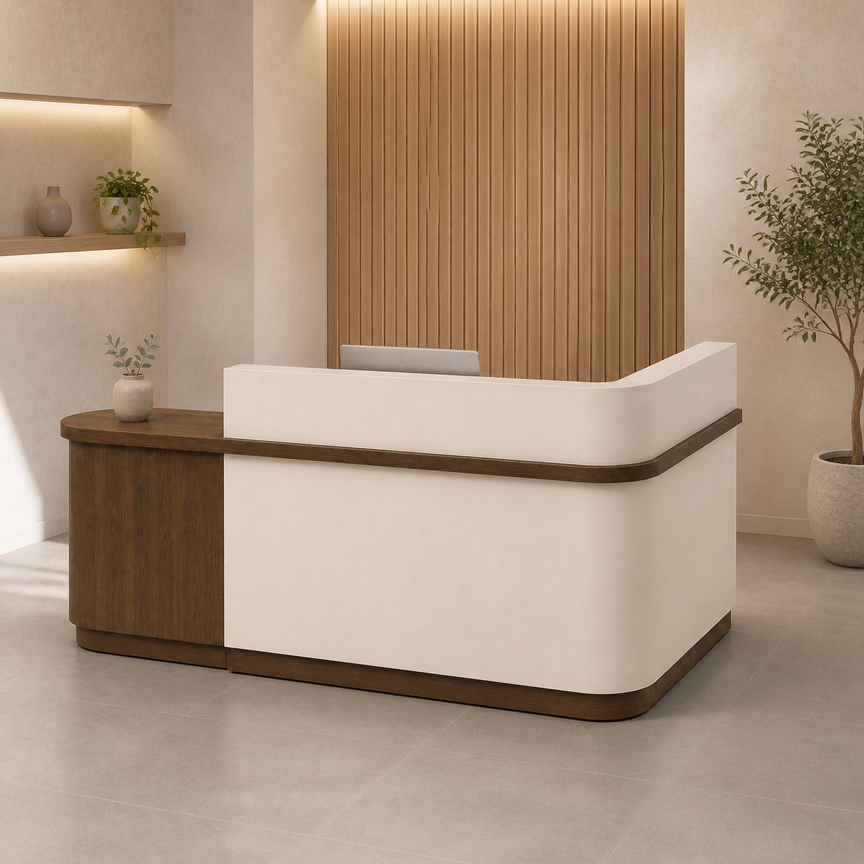RD-352 Beige+Dark Wood Grain Left Side Privacy Screen scene