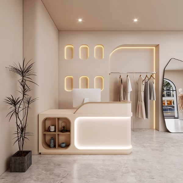 Beige  Reception Desk for Clothing Store 