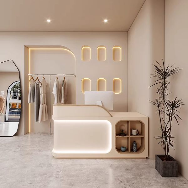 Beige  Reception Desk for Clothing Store