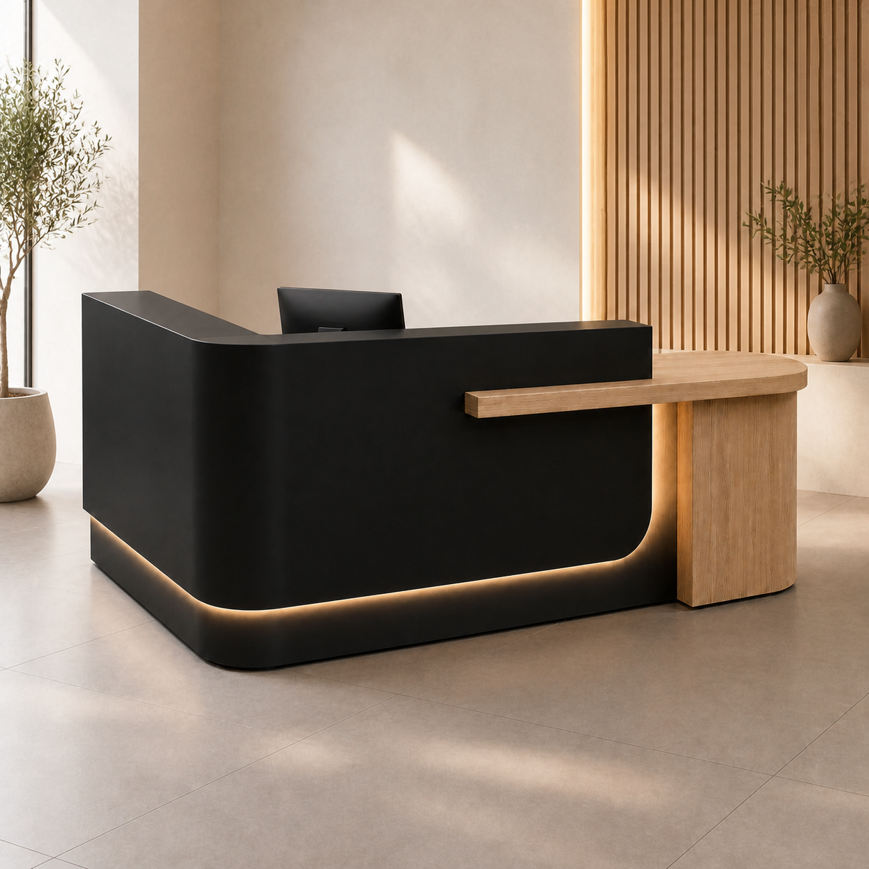 RD-353 Black + Natural Right Side Privacy Screen scene
