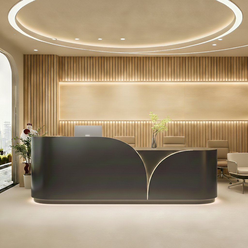 Butterfly-wing-shaped Hotel Lobby Black Reception Desk