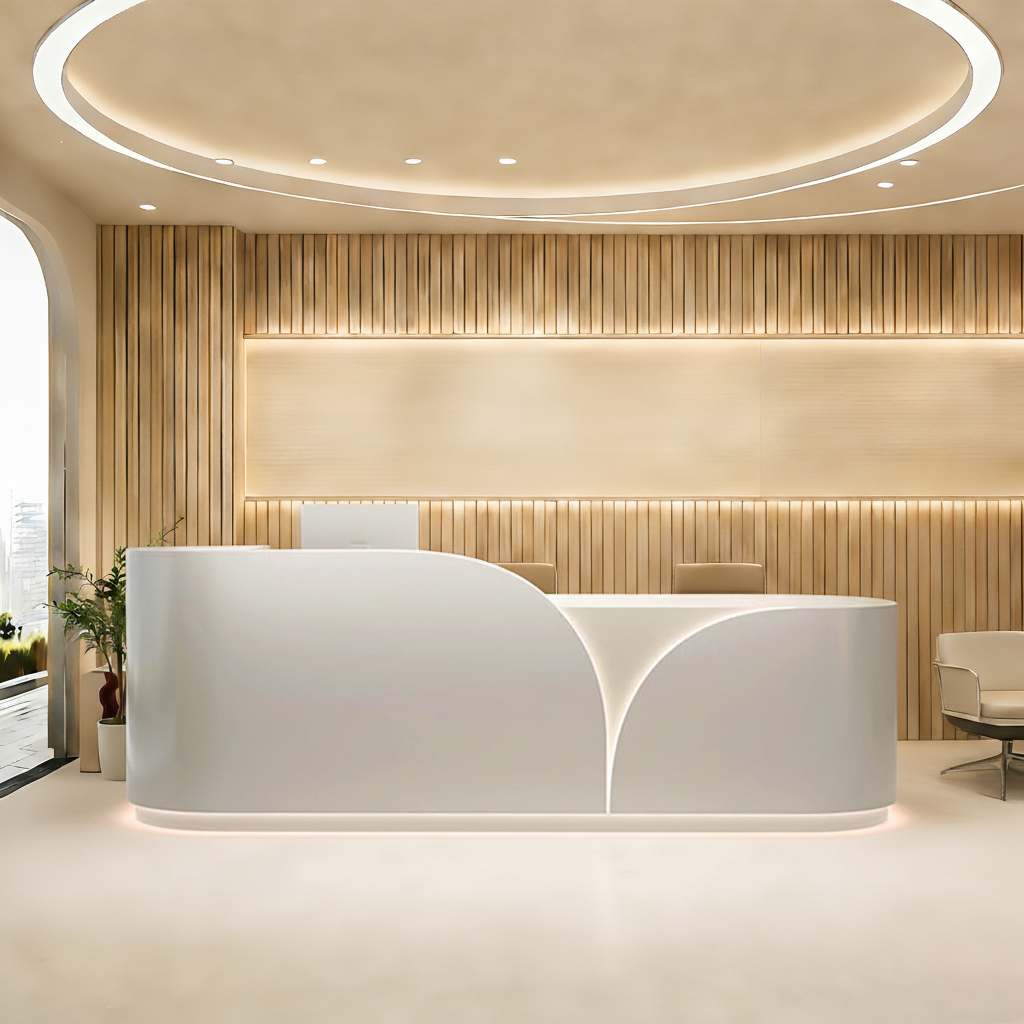 Butterfly-wing-shaped Hotel Lobby Grey Reception Desk