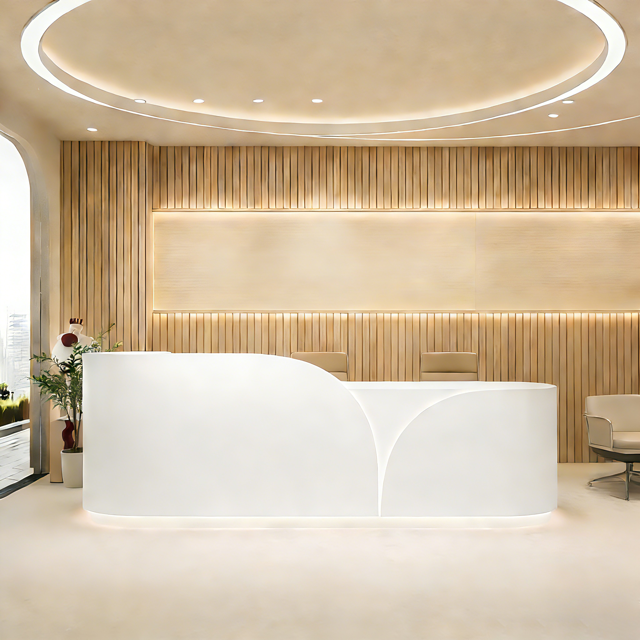 Butterfly-wing-shaped Hotel Lobby White Reception Desk