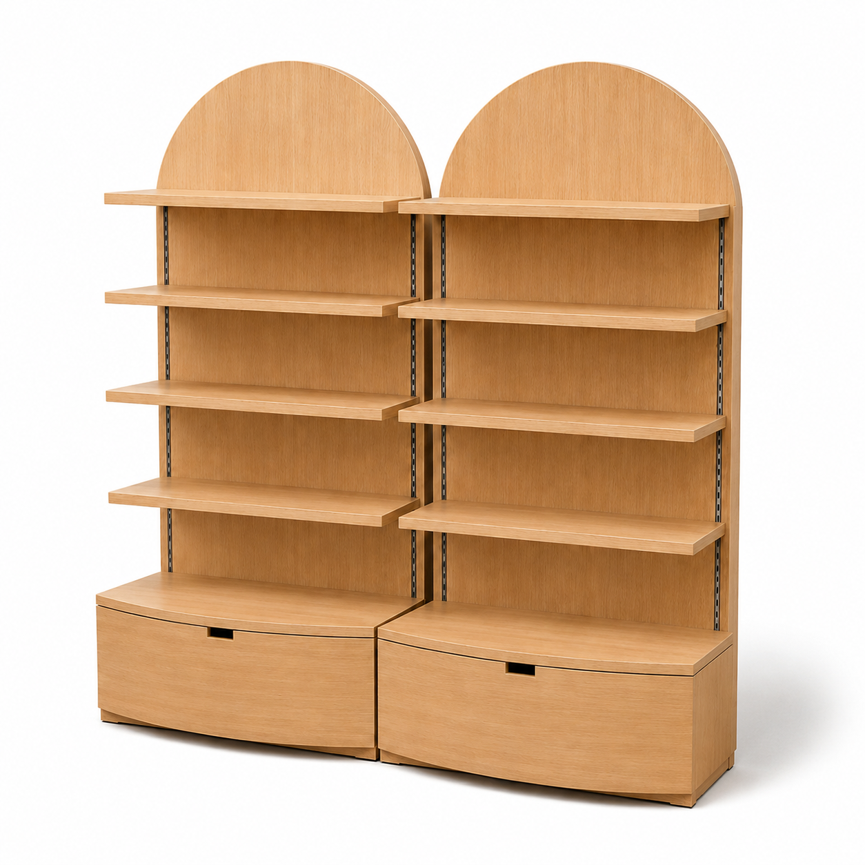Natural Wood Finish Arched Wall Display Shelf Cabinet DC-016