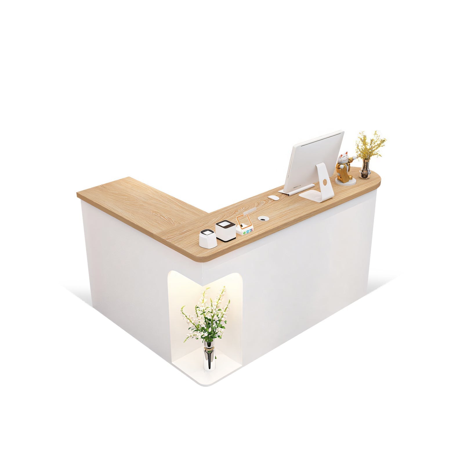 Chic L-Shaped Big Storage Simple Reception for Beauty Salon