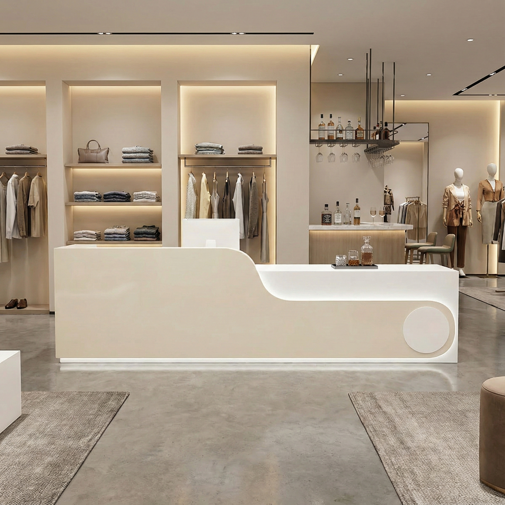 Clothing Store Bar Table Store Small Front Desk Beige Reception Desk