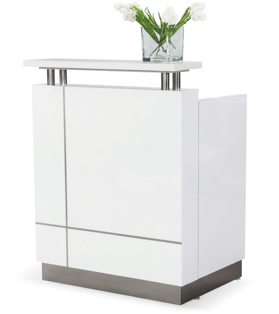 Compact Reception Desk with Raised Display Shelf RD-285