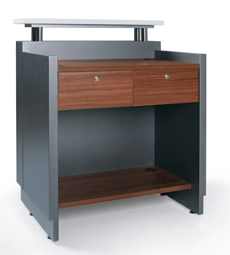 Compact Reception Desk with Raised Display Shelf RD-285