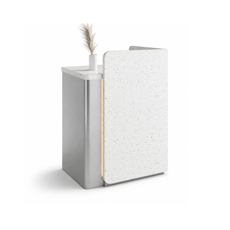 Compact Reception Desk with Stone Texture Front and LED Accent RD-276