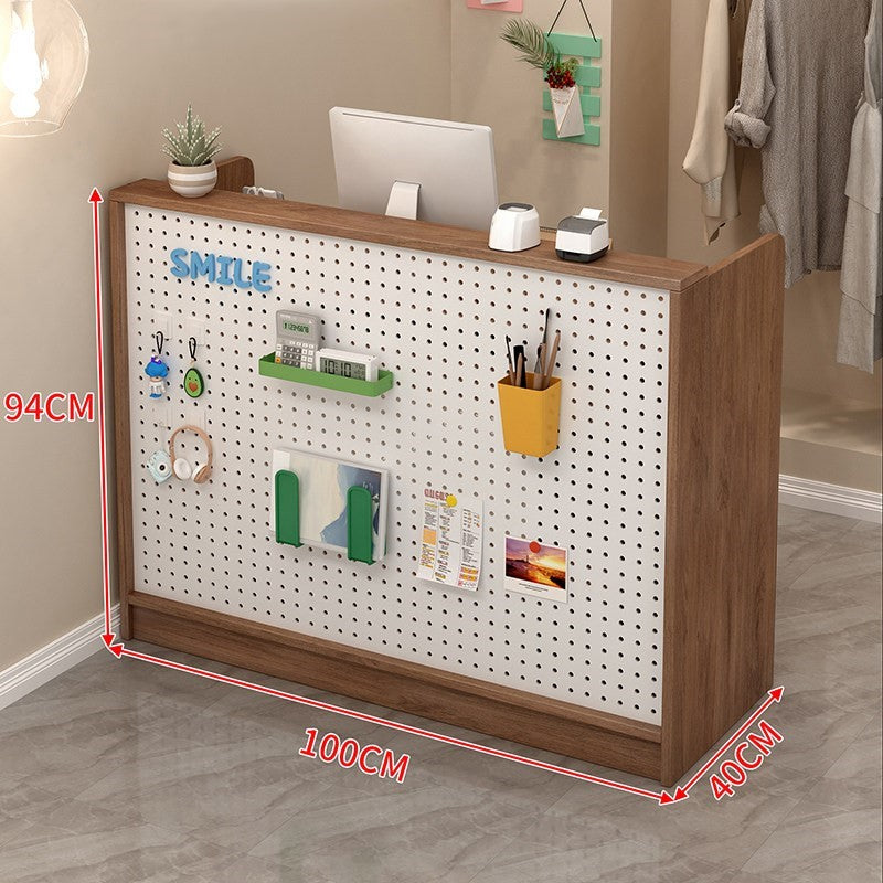 Compact Retail White + Natural Reception Counter for Clothing Store
