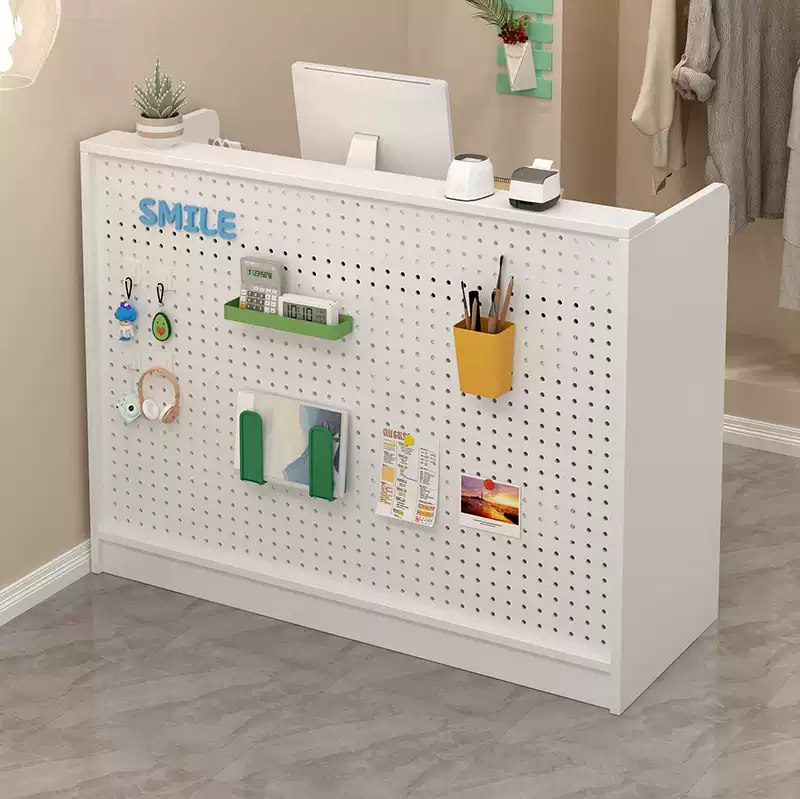 Compact Retail White Reception Counter for Clothing Store
