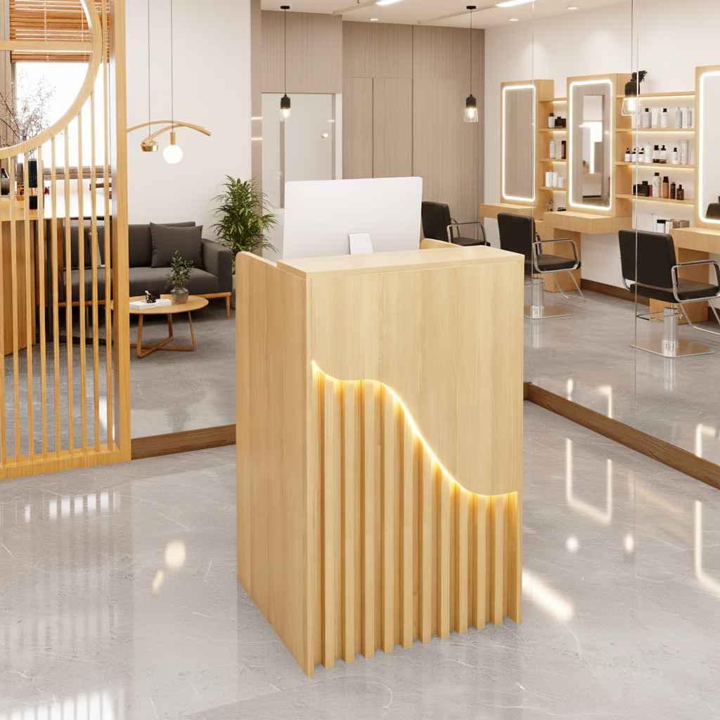 Compact Salon & Small Shop Natural Reception Counter