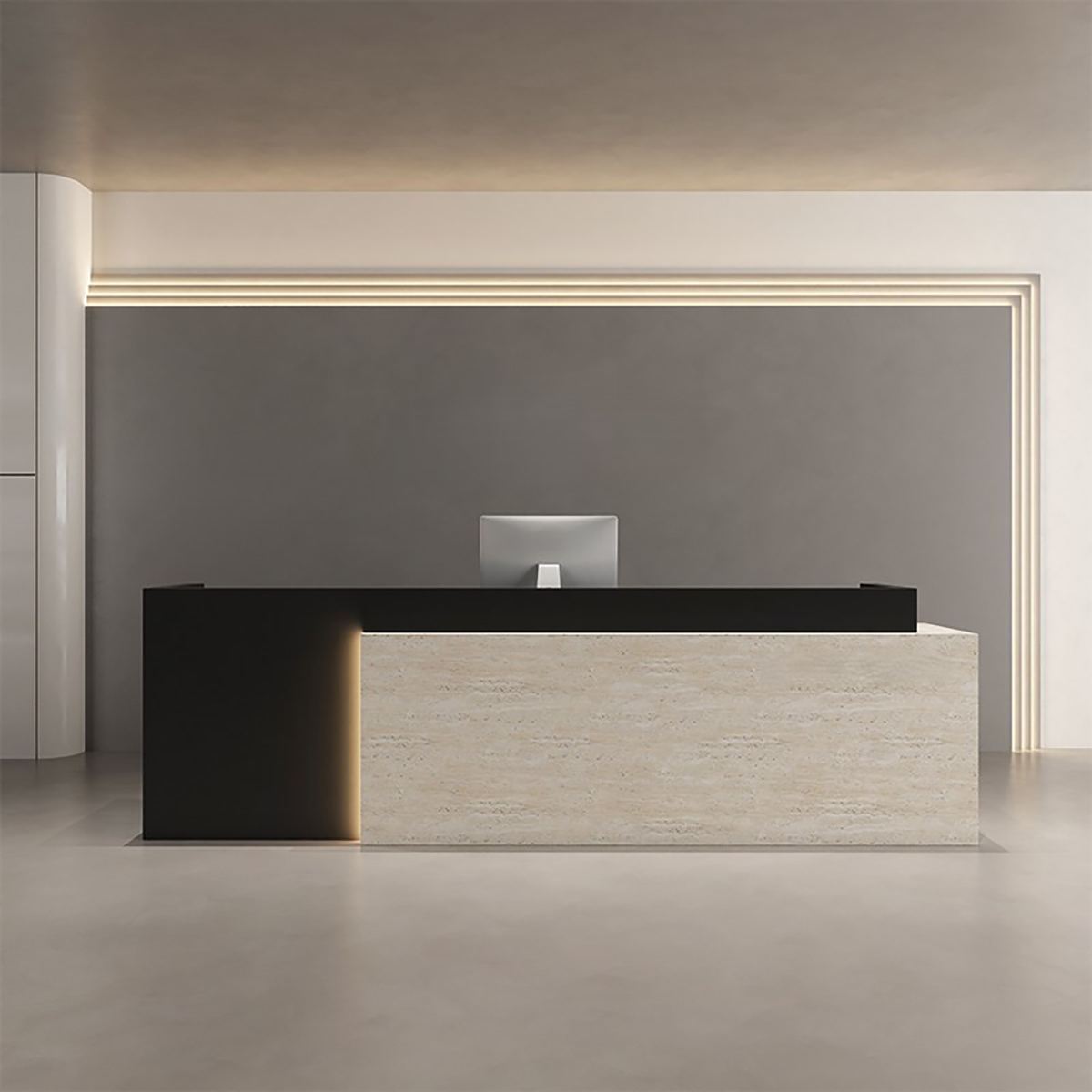 Contemporary Black Reception Counter with Refined Finish for Lobby