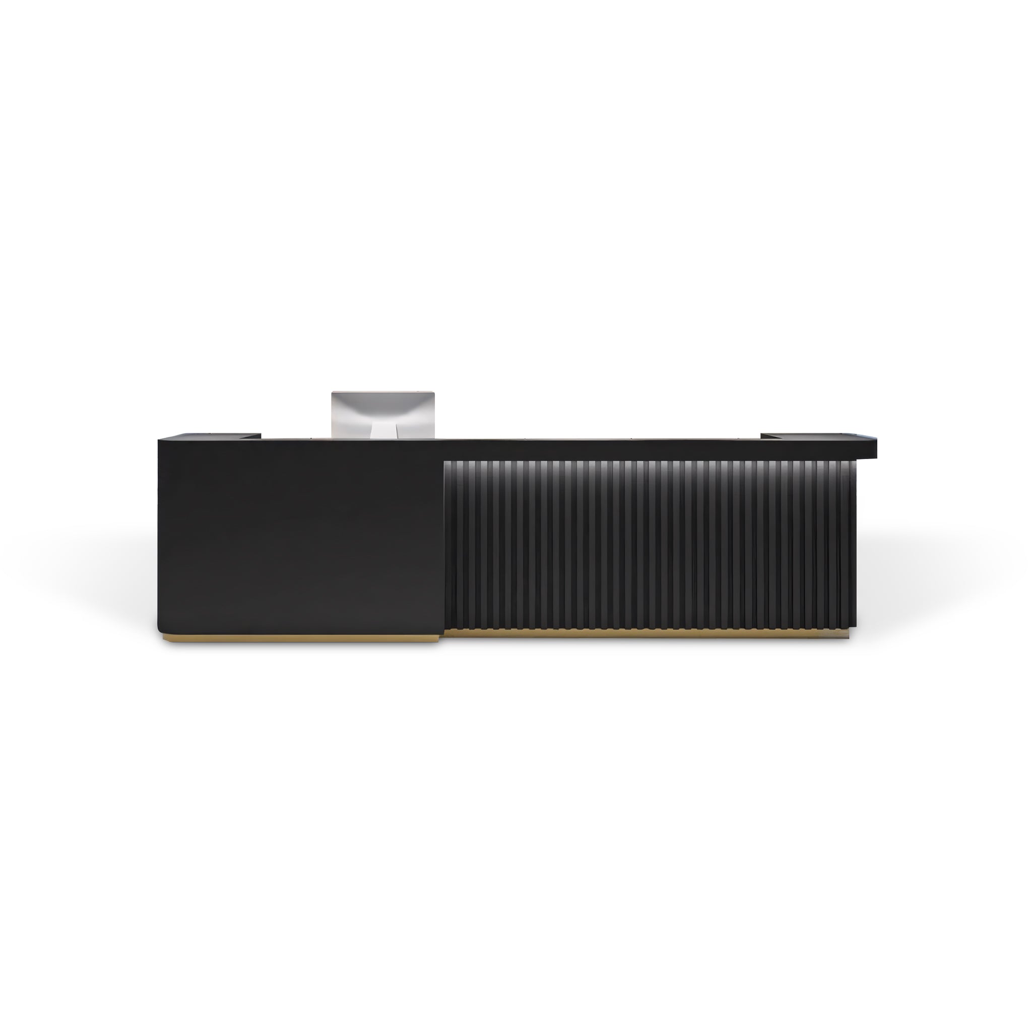 Contemporary Fluted Black Baked Finish Reception Desk with LED Lighting