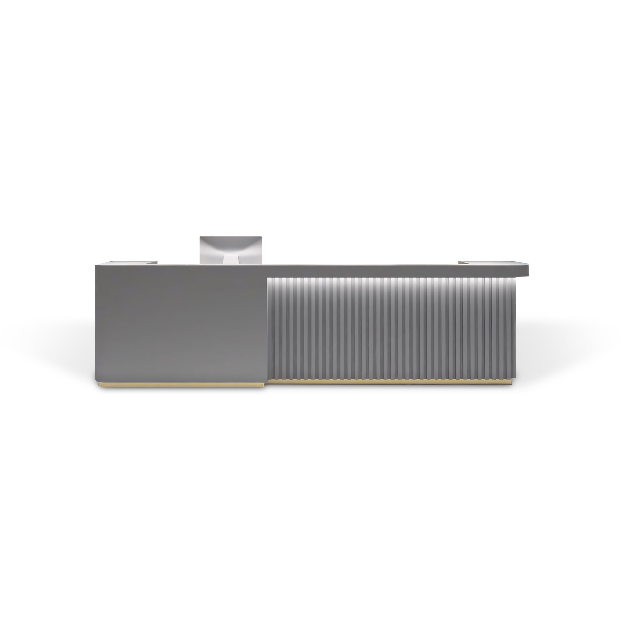 Contemporary Fluted Grey Baked Finish Reception Desk with LED Lighting