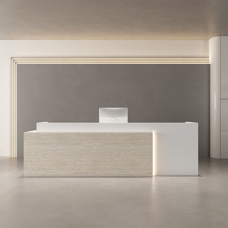 Contemporary White Reception Counter with Refined Finish for Lobby