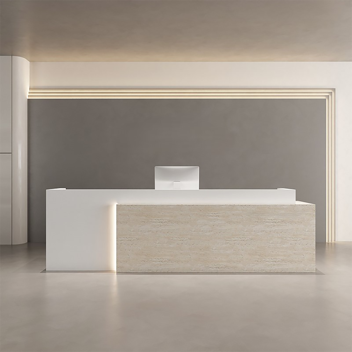 Contemporary White Reception Counter with Refined Finish for Salon