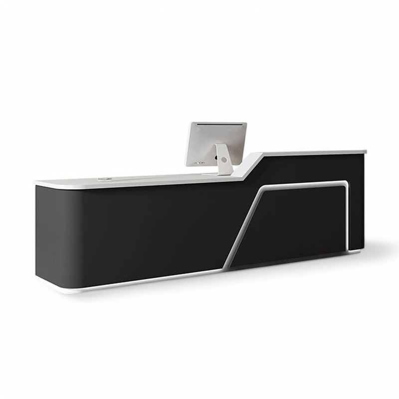 Curved Black Reception Desk for Office Front & Lobby Areas 