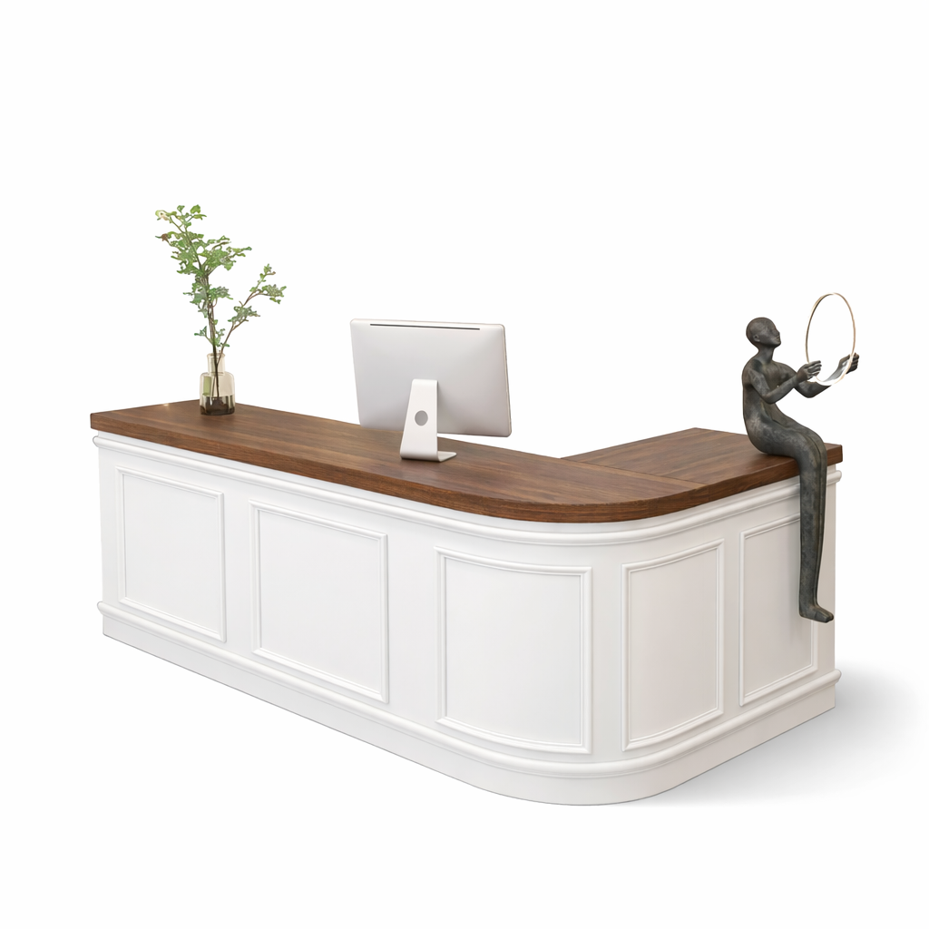 Curved French-Style with Grid Finish Corner Desk