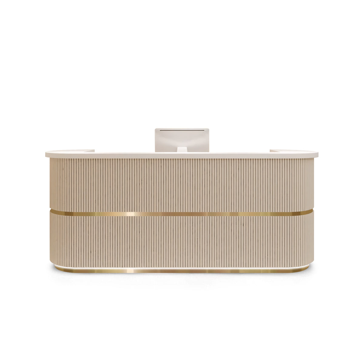 Curved Fully Assembled Reception Desk with LED Lights for Clothing Store