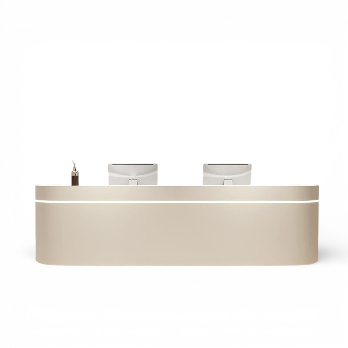 Curved Minimalist Design Reception Desk with LED Light for Lobby