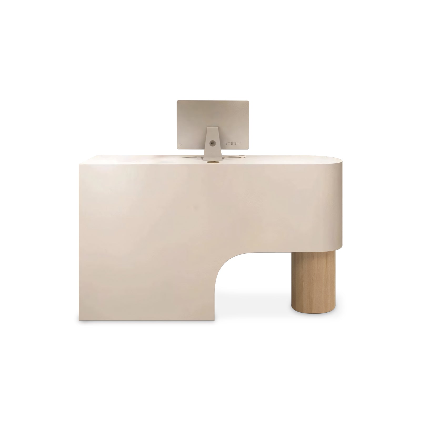 Curved Minimalist Lacquer Reception Desk for Clothing Shop