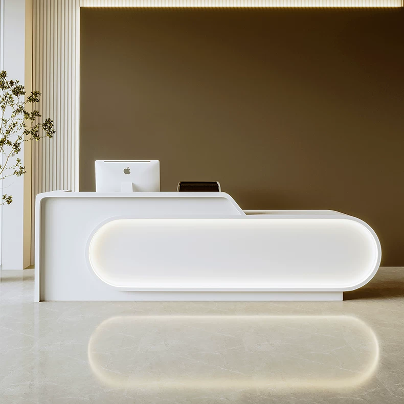 Curved Reception Desk with Raised Front Accent Panel RD-293