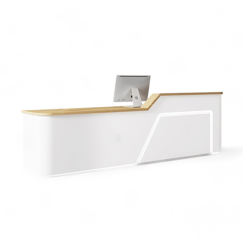 Curved White Reception Desk for Office Front & Lobby Areas