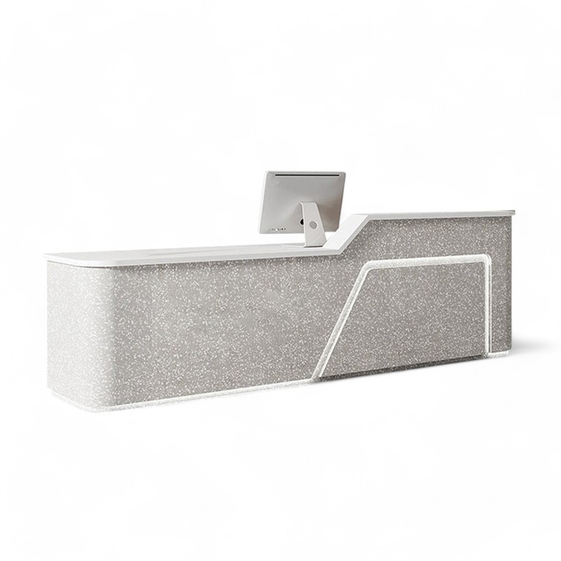 Curved_White + Terrazzo Reception_Desk_for_Office_Front_Lobby_Areas 