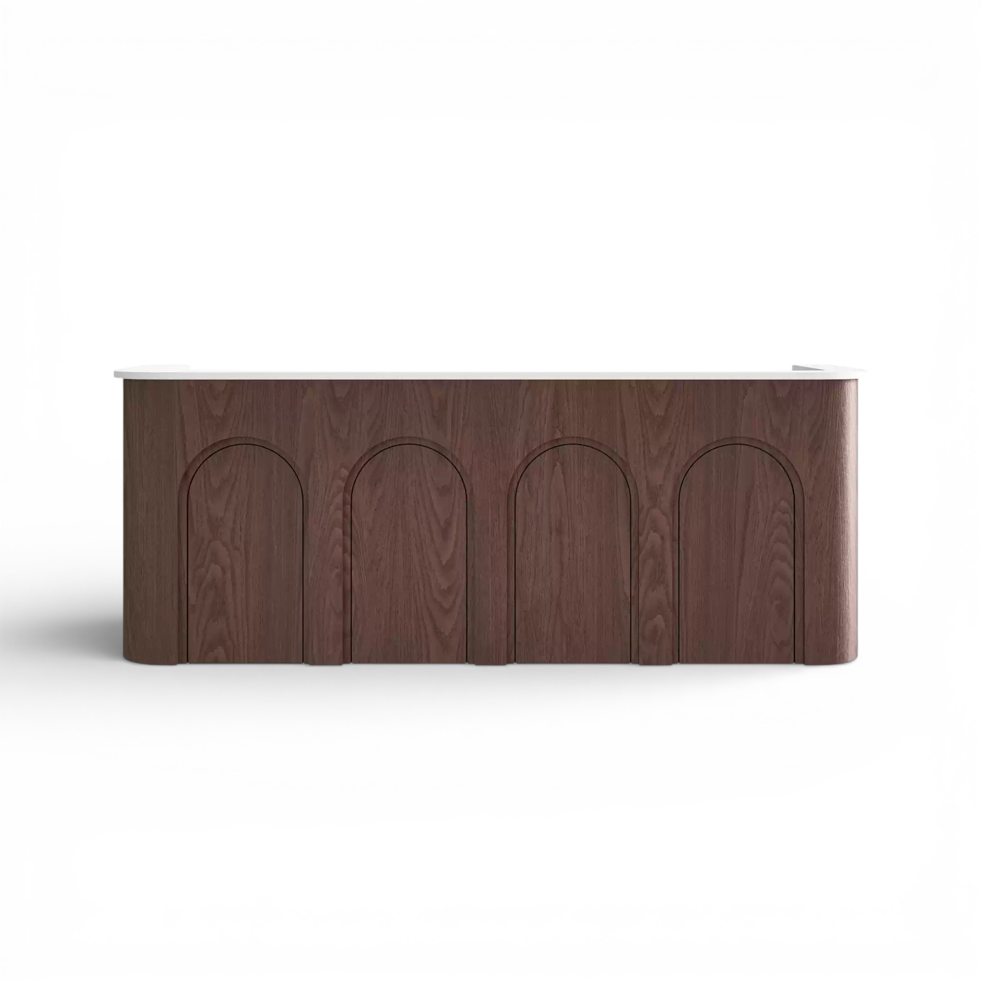 Curved Wood Grain with Arched Panel Design Reception Desk for Clothing Shop