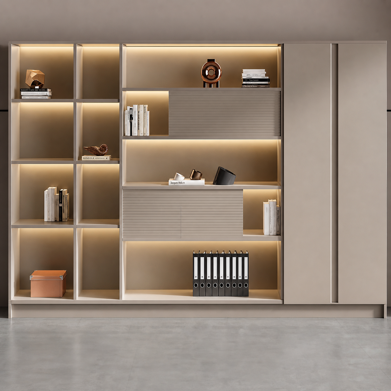 Modern Office Storage Cabinet with Warm LED Lighting and Display Shelves EB-015