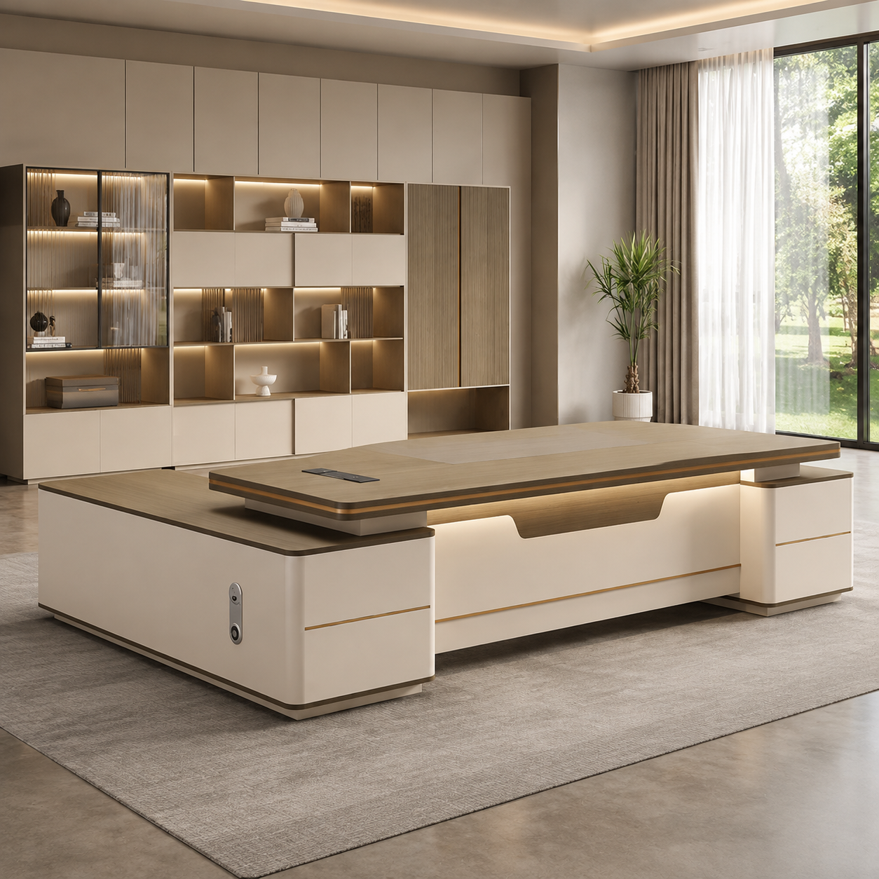 ED-039 L-shaped executive desk in a contemporary office