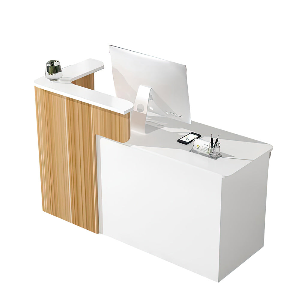 Fashion Small Clothing Shop Checkout Counter Natural + White Reception Desk