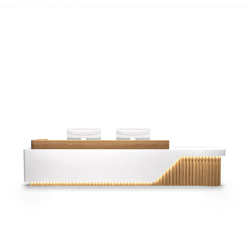 Fully Assembled Minimalist Reception Desk with LED for Lobby RD-140