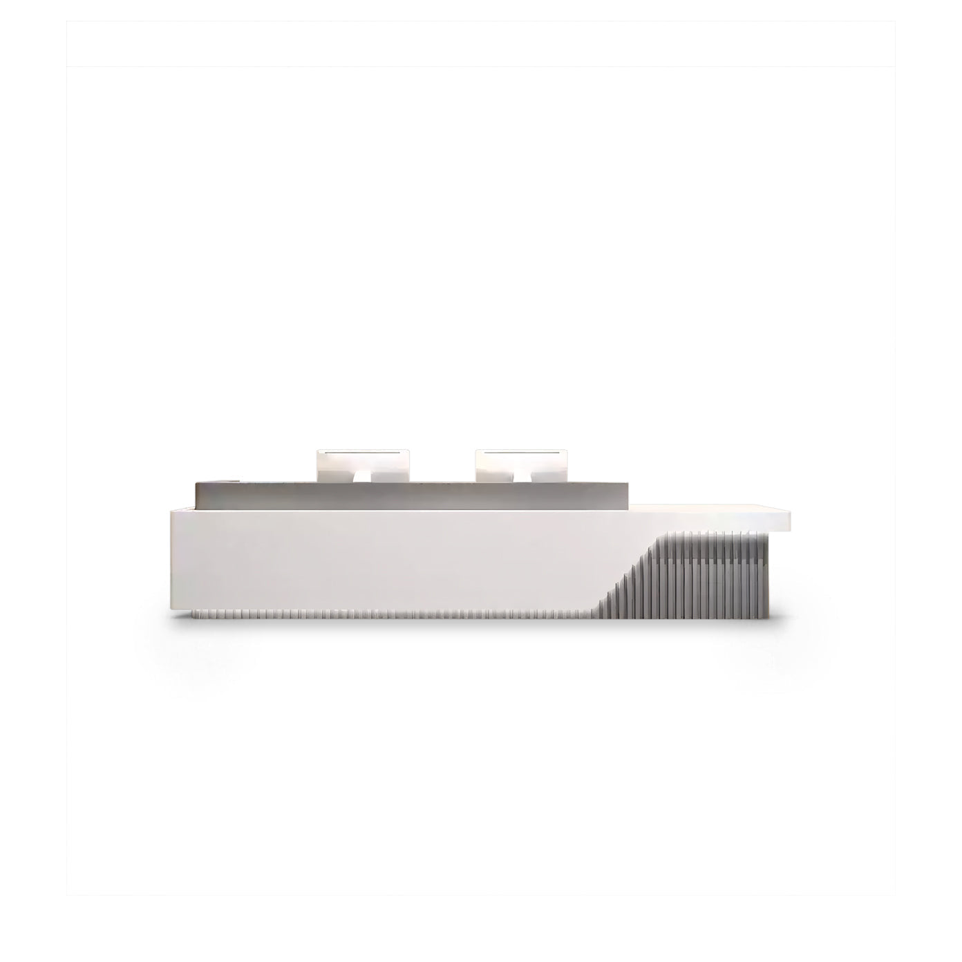 Fully Assembled Minimalist White + Grey Reception Desk with LED for Lobby