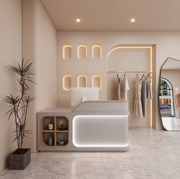 Grey Reception Desk for Clothing Store 