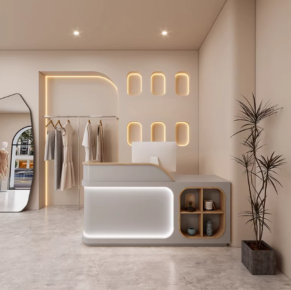 Grey Reception Desk for Clothing Store 