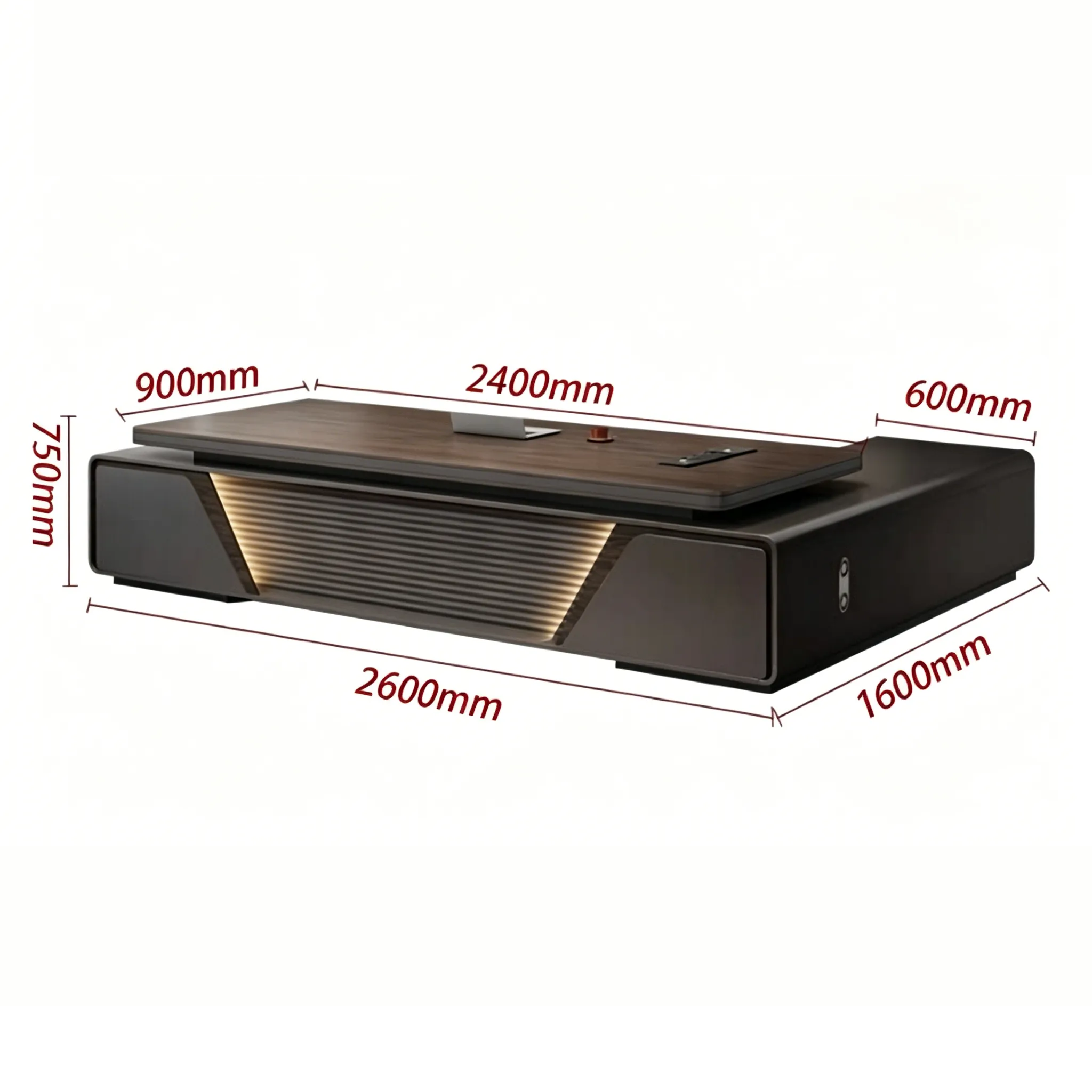 High-Gloss Executive Desk with Light Luxury Finish ED-035