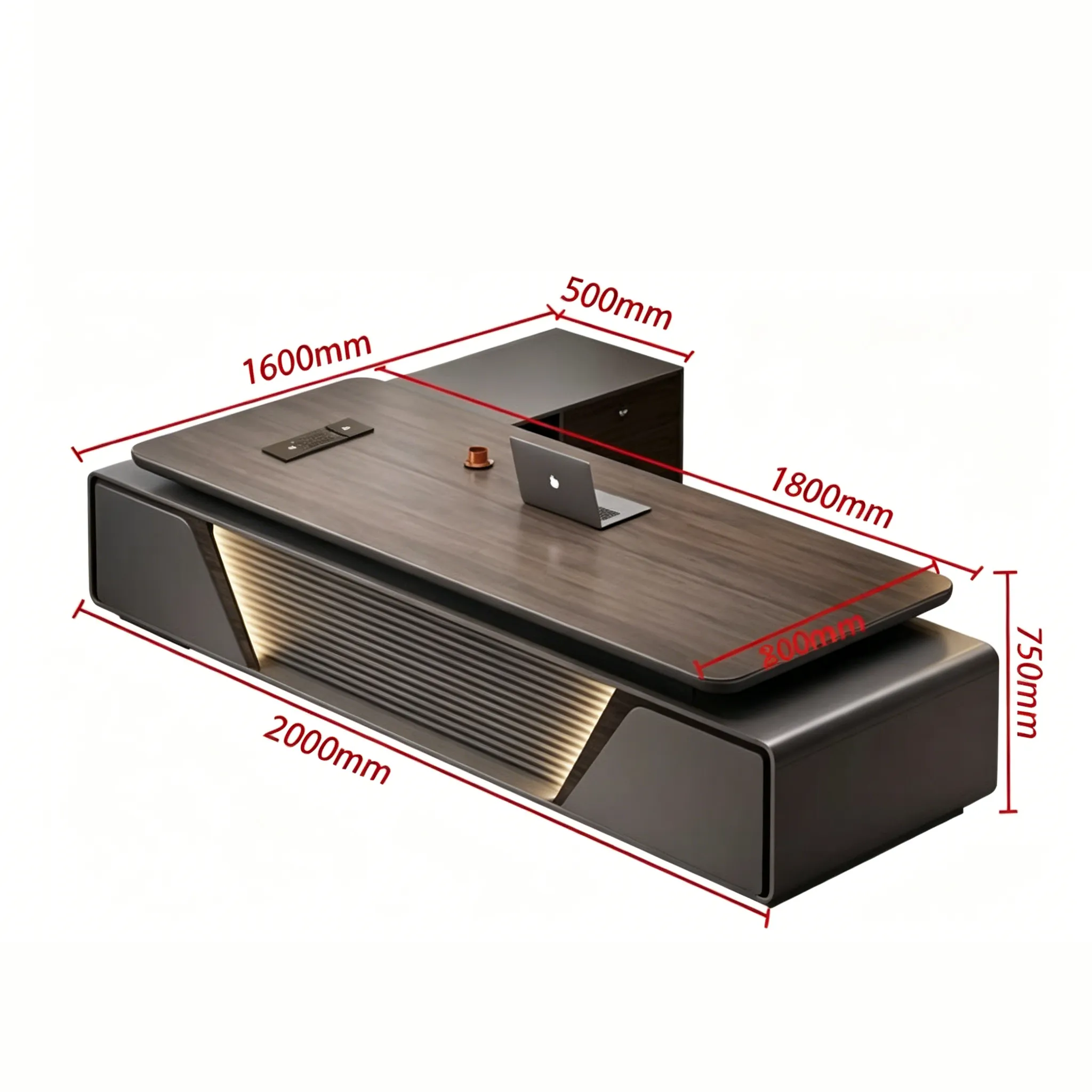 High-Gloss Executive Desk with Light Luxury Finish ED-035