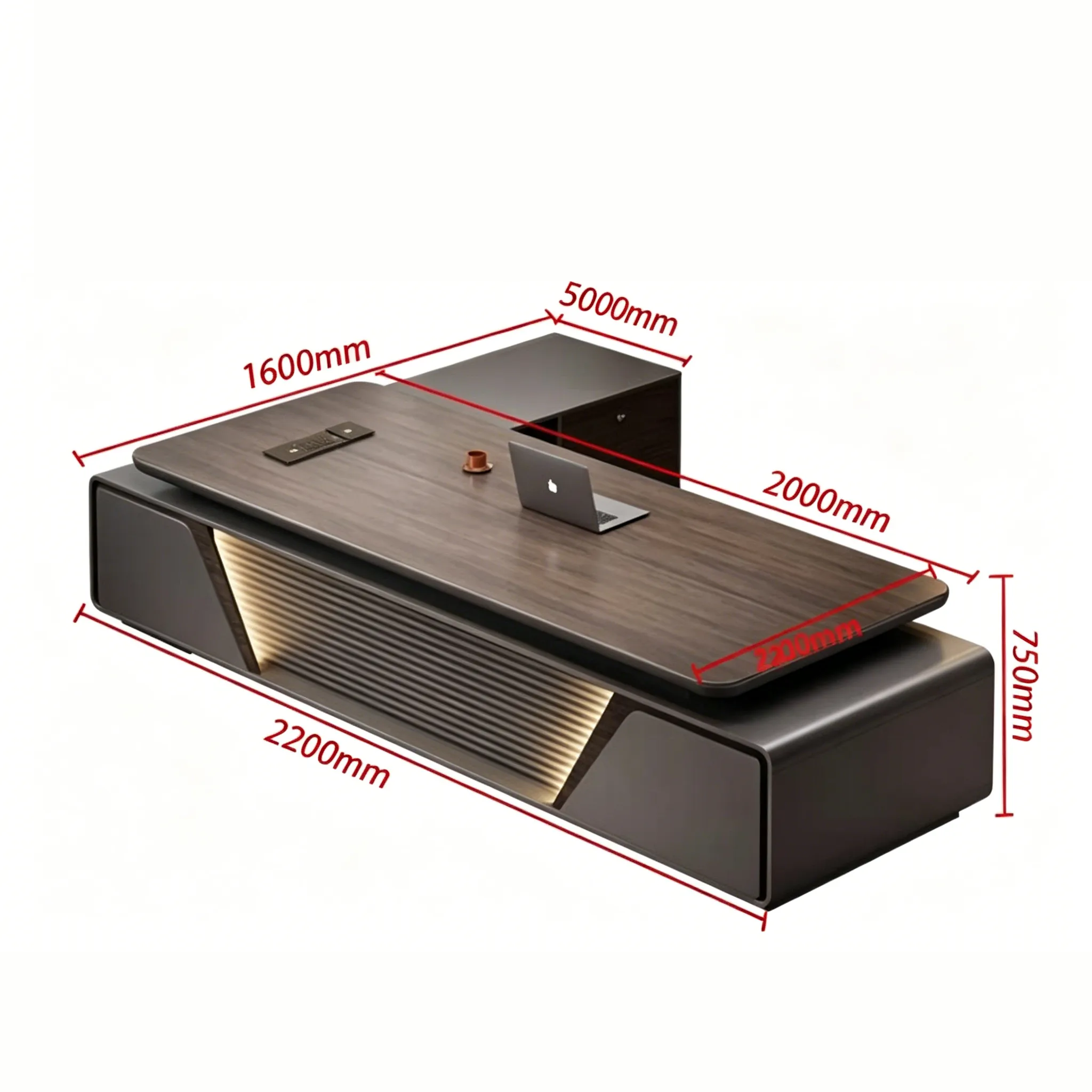 High-Gloss Executive Desk with Light Luxury Finish ED-035