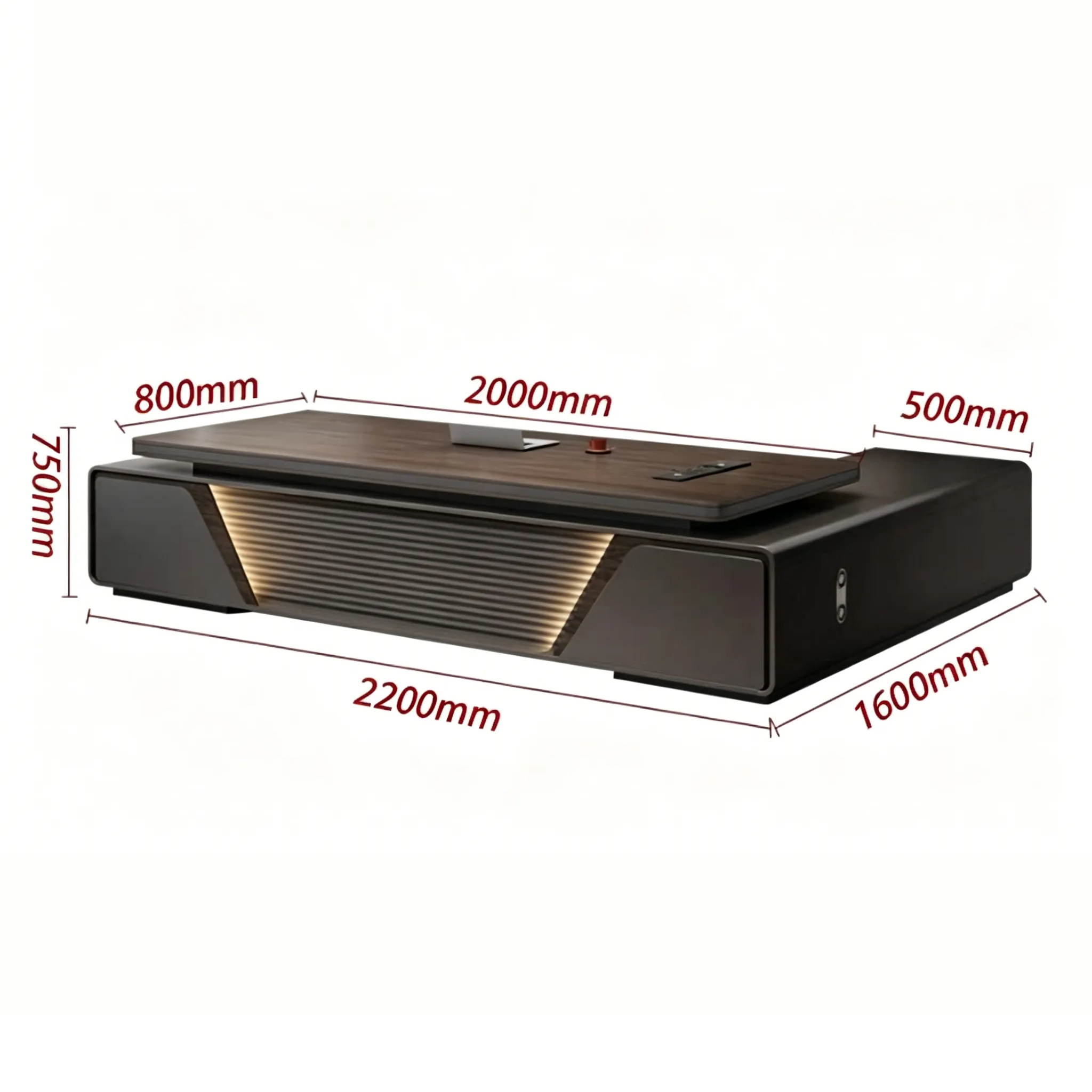 High-Gloss Executive Desk with Light Luxury Finish ED-035