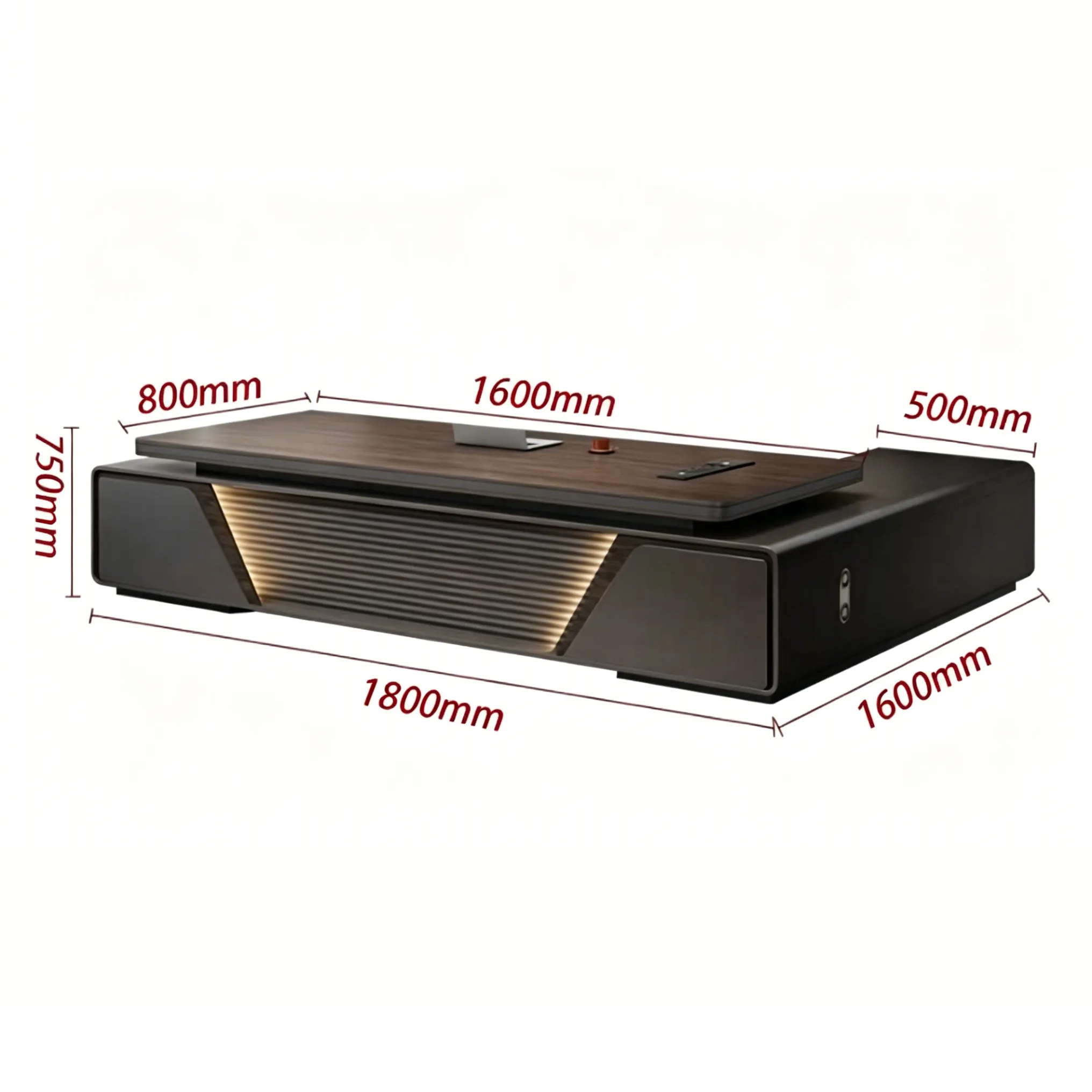 High-Gloss Executive Desk with Light Luxury Finish ED-035