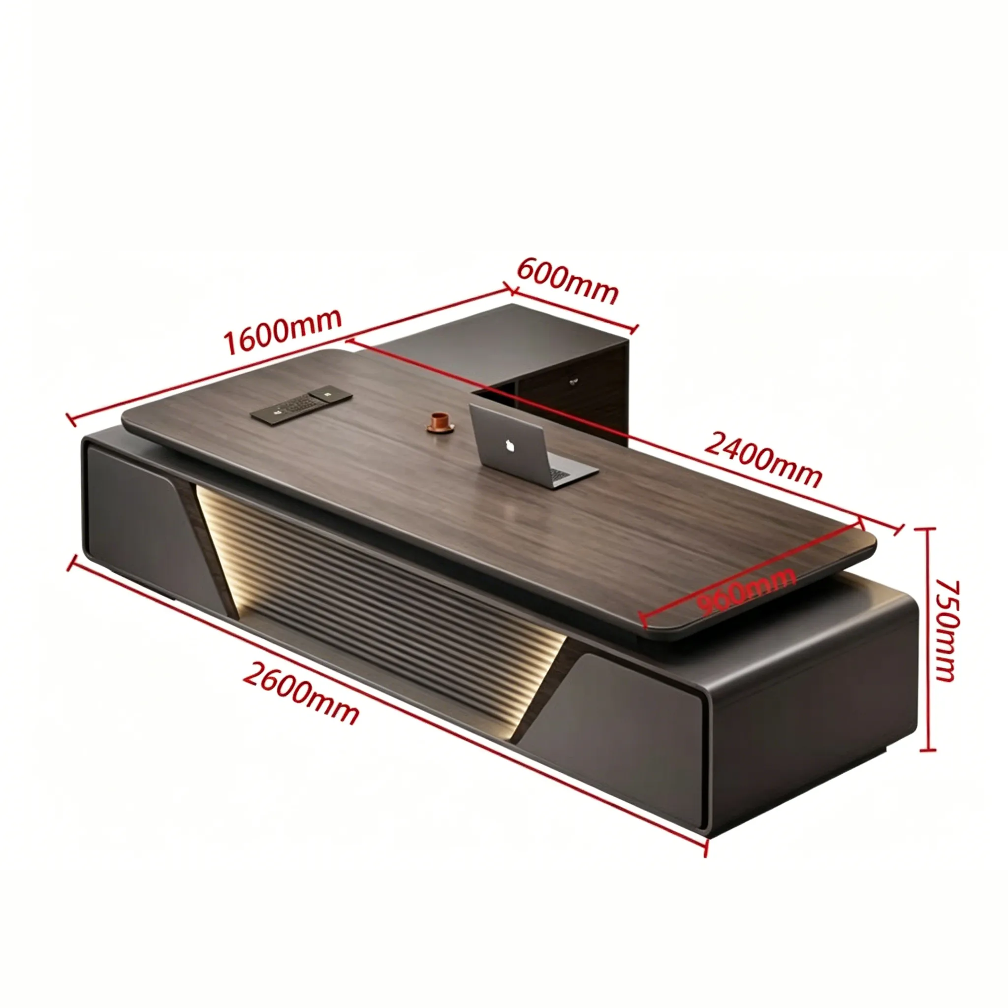 High-Gloss Executive Desk with Light Luxury Finish ED-035