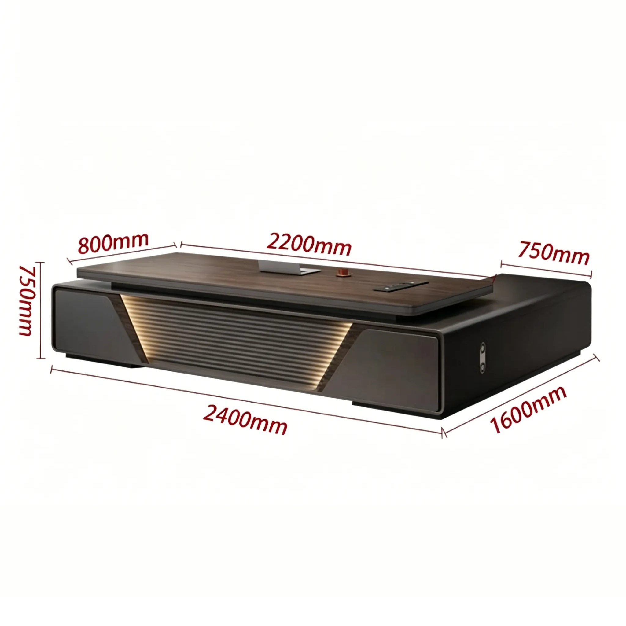 High-Gloss Executive Desk with Light Luxury Finish ED-035