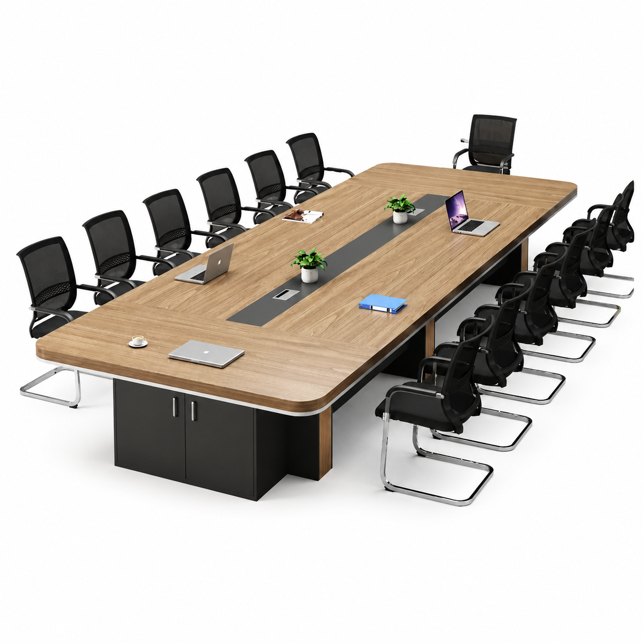 Large Conference Table with Cable Management and Storage Base MT-036