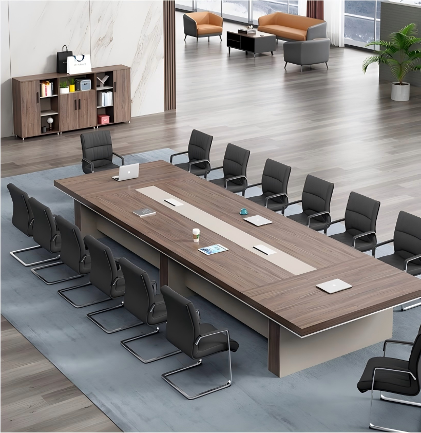 Large Wood Conference Table with Built-In Cable Management MT-035