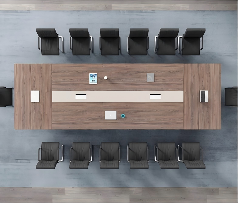 Large Wood Conference Table with Built-In Cable Management MT-035