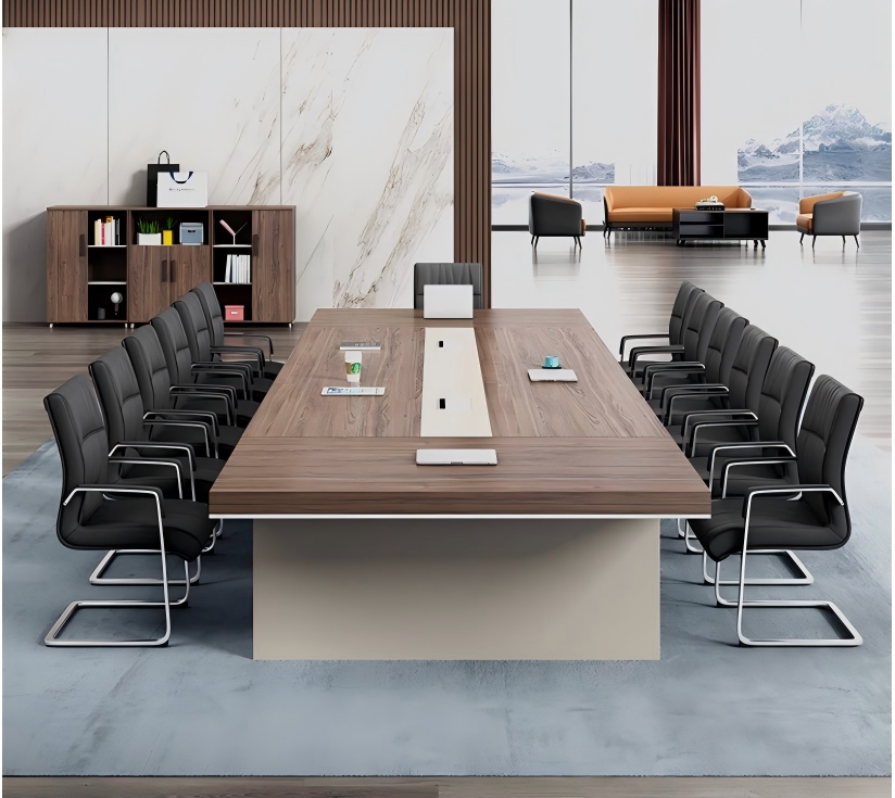 Large Wood Conference Table with Built-In Cable Management MT-035