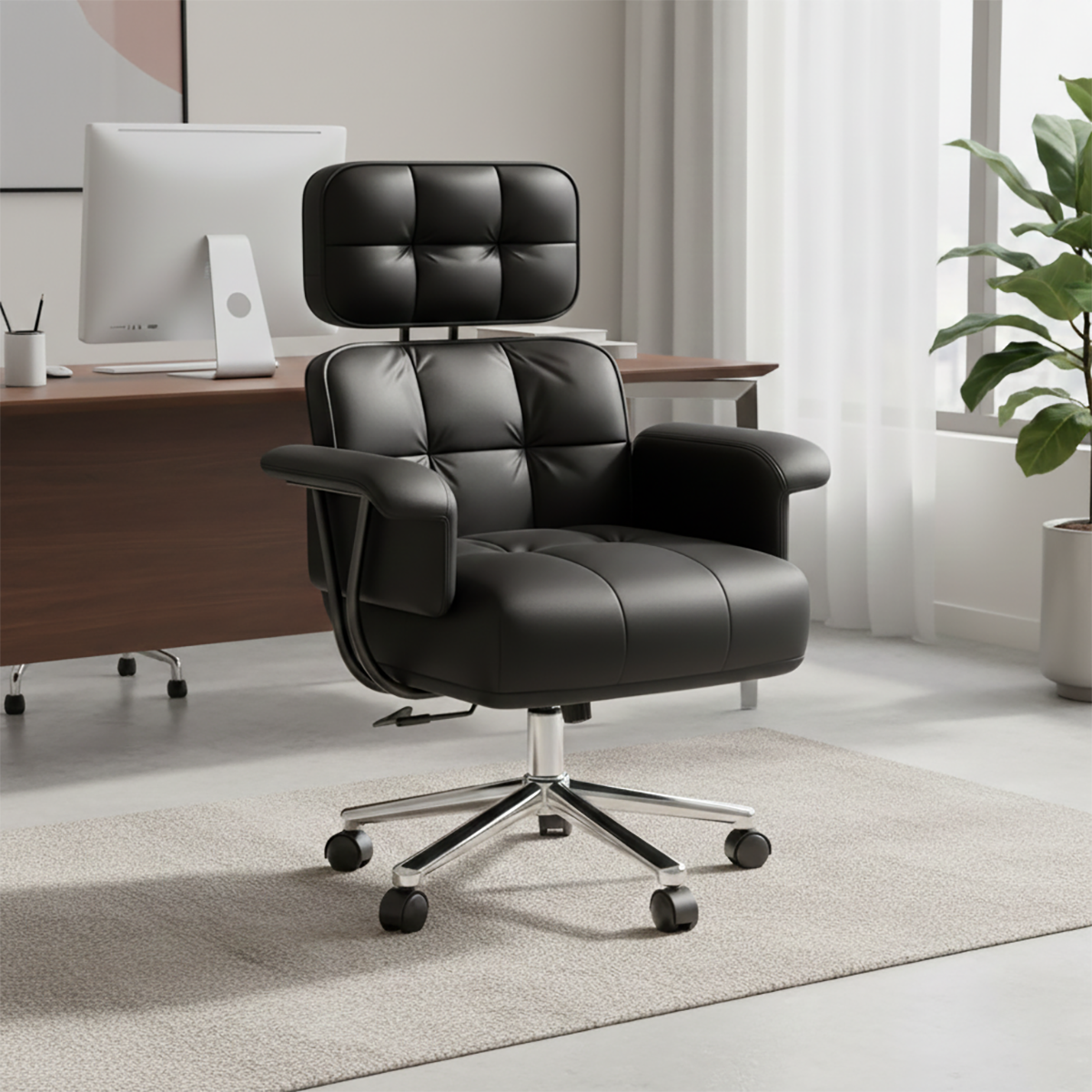 Leather Desk Chair with Comfort Design EC-004